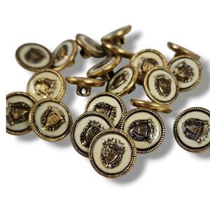 Vintage Pendleton Coat of Arms Buttons 21 Shank Military Style Ivory Gold Enamel